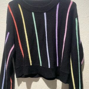 OLIVIA RUBIN Black Sweater with Rainbow Stripes